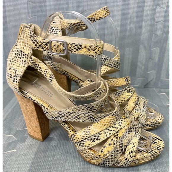 Kenneth Cole Strong Daze Snakeskin Block Heel Sandals Women’s 7.5 - Picture 5 of 12